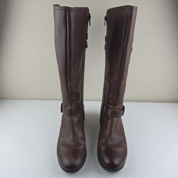 NATURALIZER Women's Riding Boots Jessie Chocolate Brown Leather Zip Size 12 M - Picture 3 of 16